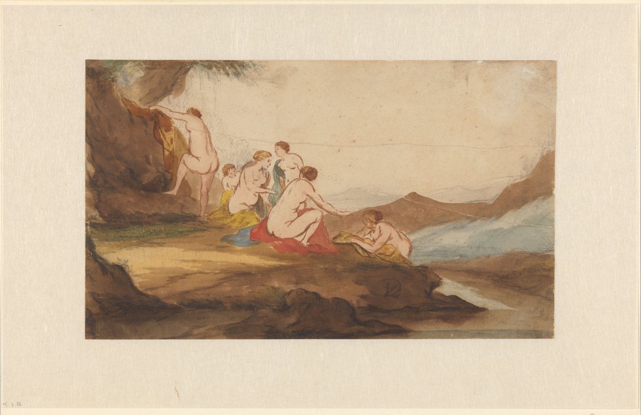 Manzarada Yıkanan Kadınlar by Dirck van der Lisse
