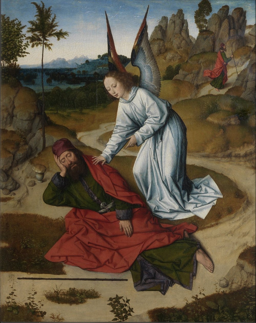 Son Akşam Yemeği sunağı: Elijah vahşi doğada sağ kanat, 1464-1468 by Dirk Bouts