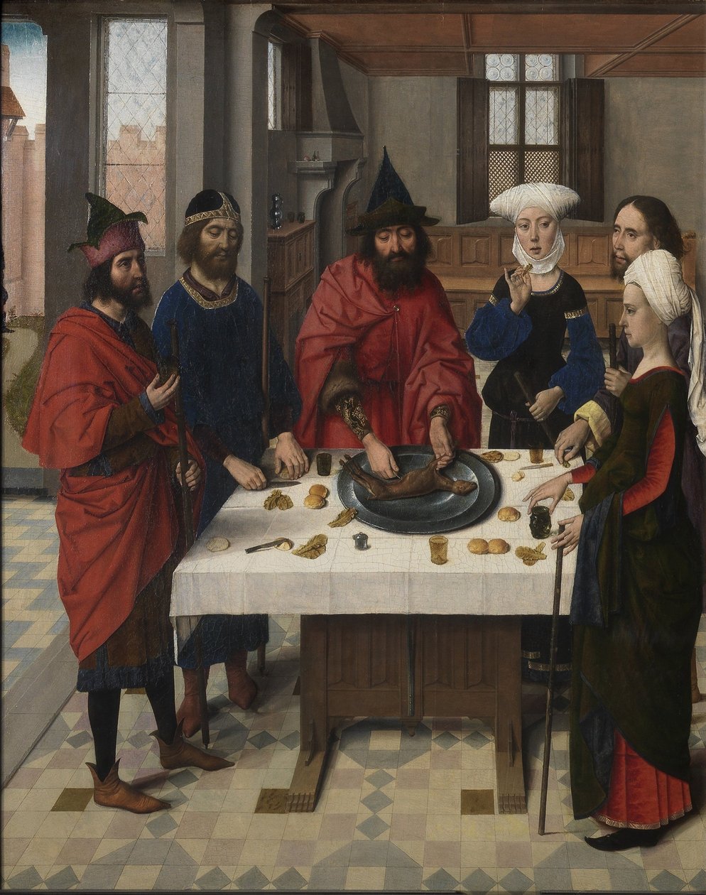 Son Akşam Yemeği sunağı: Fısıh Sederi sol kanat, 1464-1468 by Dirk Bouts