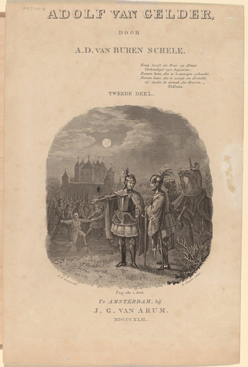 AD van Buren Schele'nin "Adolf van Gelder" adlı eserinin başlık sayfası, Amsterdam, 1842 by Dirk Jurriaan Sluyter