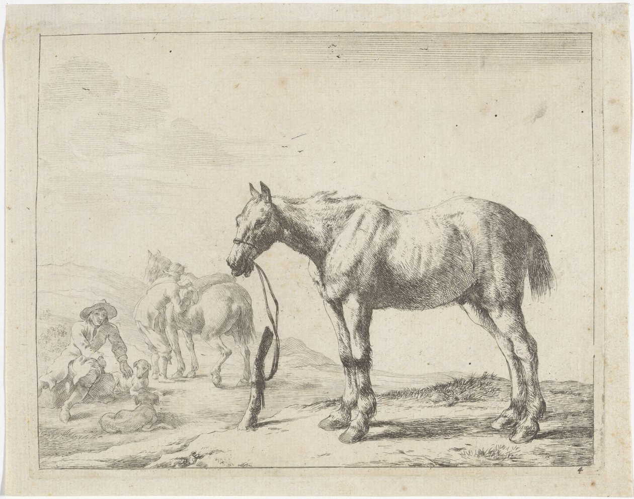 Soldaki bir direğe bağlı at Atlar (dizi adı) by Dirk Stoop