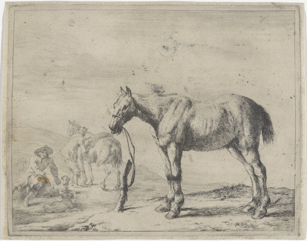 Soldaki bir direğe bağlı at Atlar (dizi adı) by Dirk Stoop