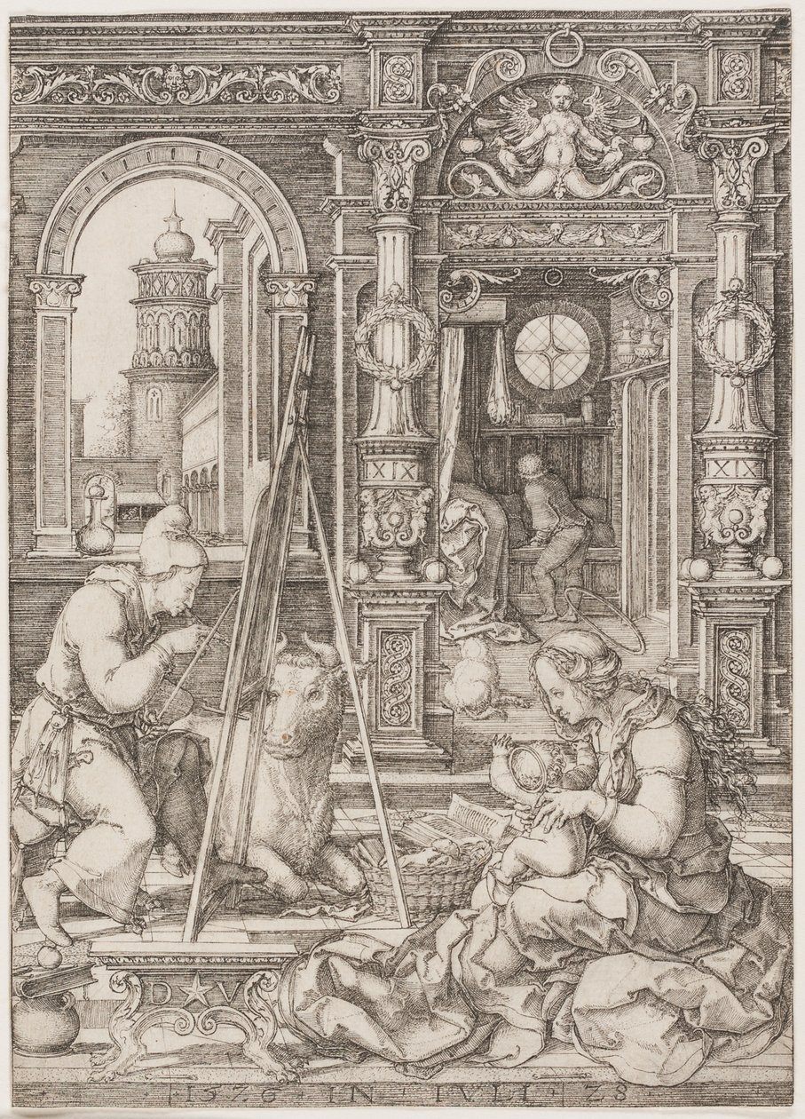 Aziz Luke Bakire ve Çocuğu Boyama by Dirk Vellert