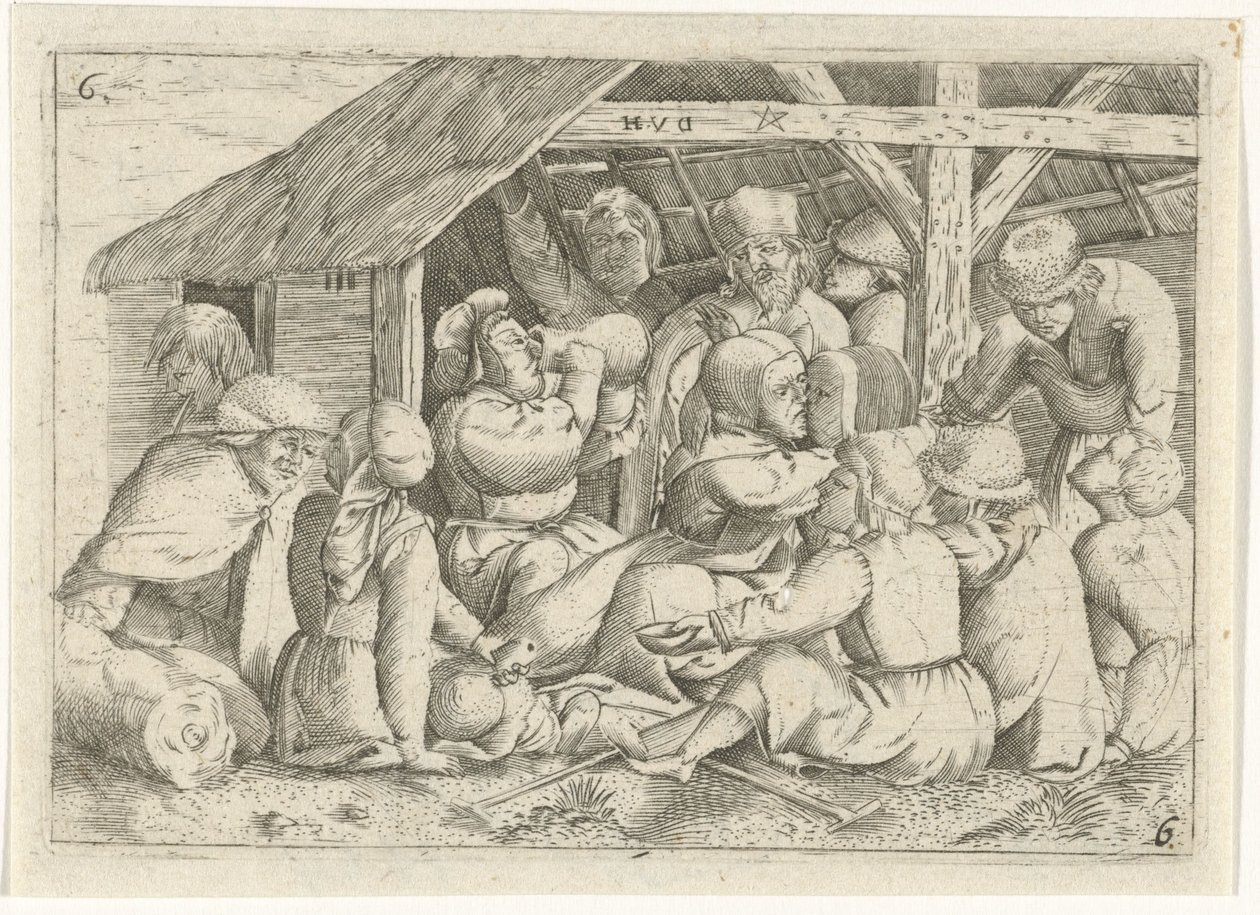 Bir kulübede yemekte dilenciler by Dirk van Hoogstraten