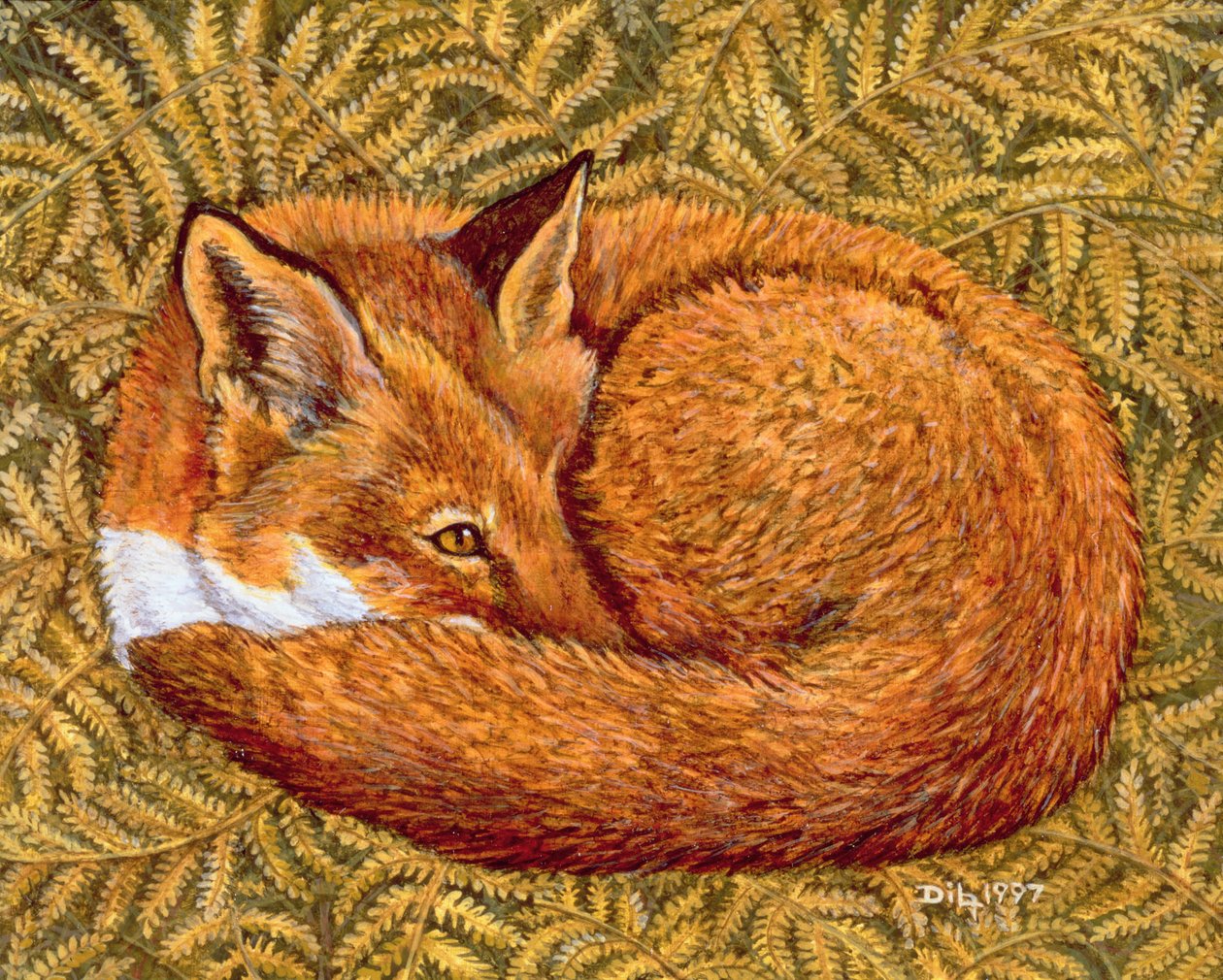 Kedi uyuklaması, 1997 (panelde akrilik) by Ditz