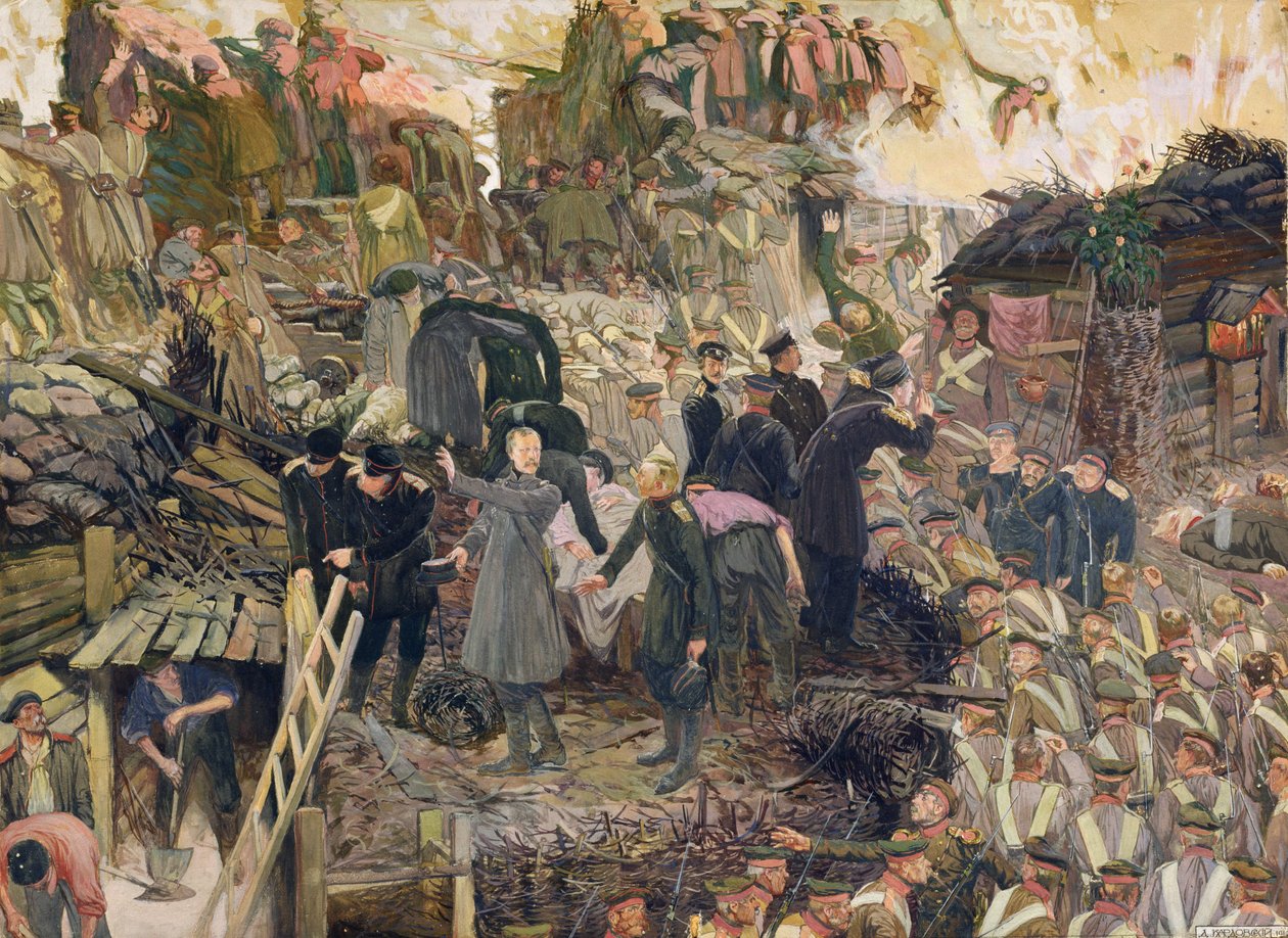 Sivastopol Savunması, 1910 (karton üzerine sulu boya) by Dmitri Nikolayevich Kardovsky