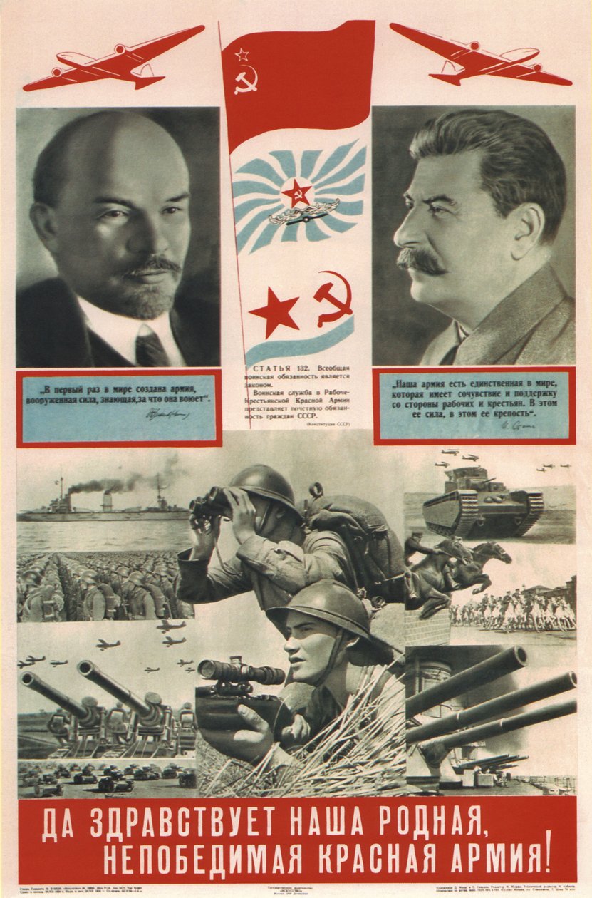 Yaşasın sevgili ve yenilmez Kızıl Ordumuz! - Moor, Dmitri Stachievich (1883-1946) - 1939 - Renkli litografi - 95x62 - Rusya Devlet Kütüphanesi, Moskova by Dmitry  Moor