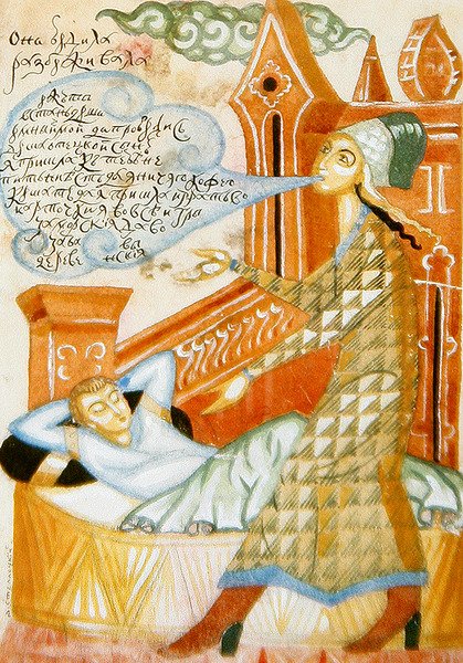 Kur yapma hakkında bir şiir için dört resimden oluşan bir setten boyama (kağıt üzerine suluboya) (ayrıca bkz. 423487 & 89) by Dmitry Stelletsky