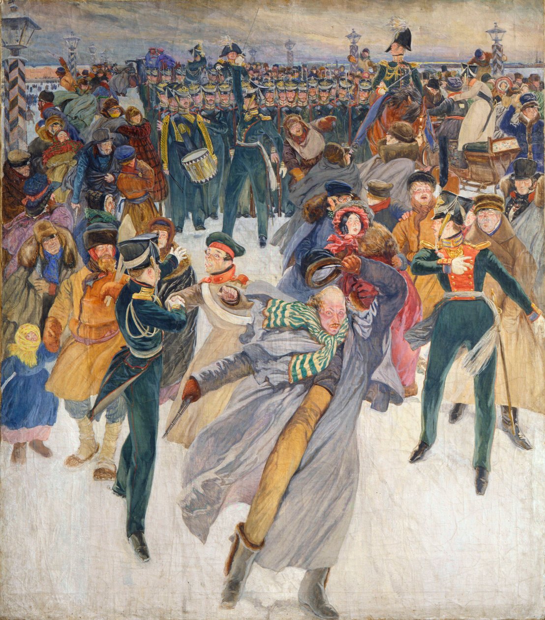 '14 Aralık 1825'te Senato Meydanı'ndaki Decembrist İsyanı', 19. yüzyılın sonlarında by Dmitry Kardovsky