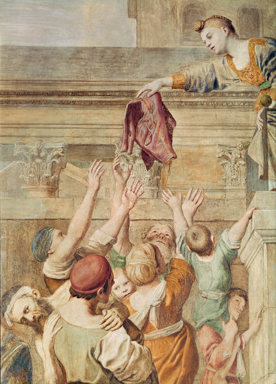 Aziz Cecilia Sadaka Dağıtırken Detaylar, c.1612-15 (438850 detayı) by Domenichino