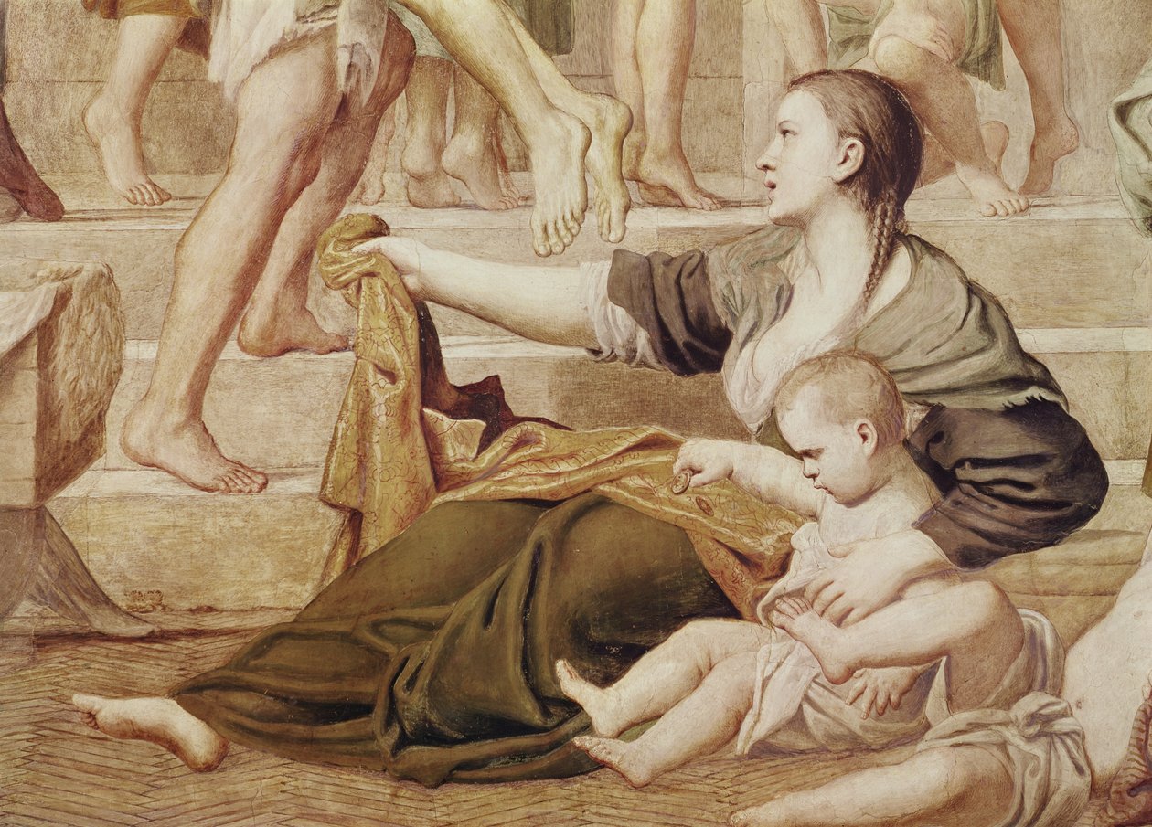 Aziz Cecilia Sadaka Dağıtırken Detaylar c.1612-15 (438851 detayı) by Domenichino