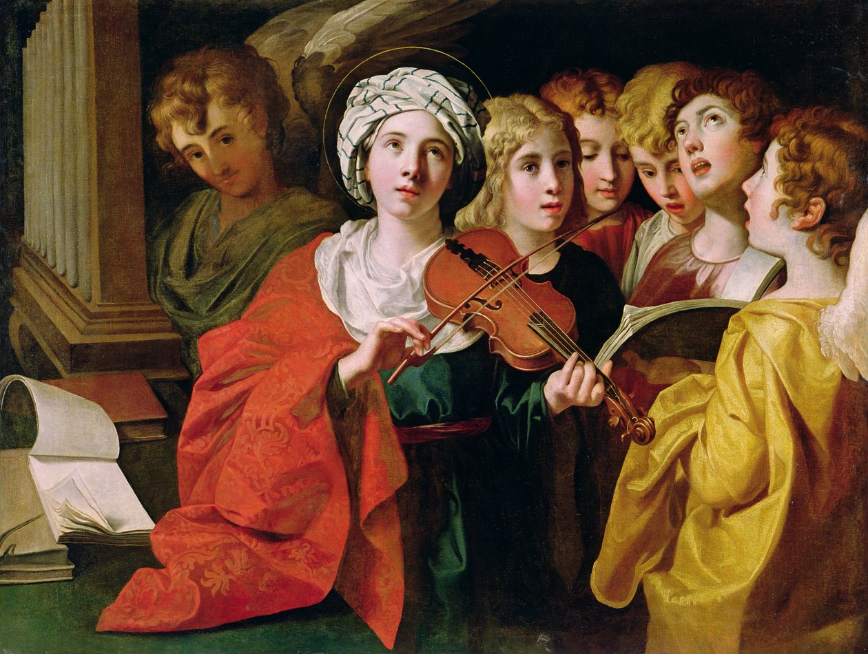 Bir Koro ile Aziz Cecilia by Domenichino