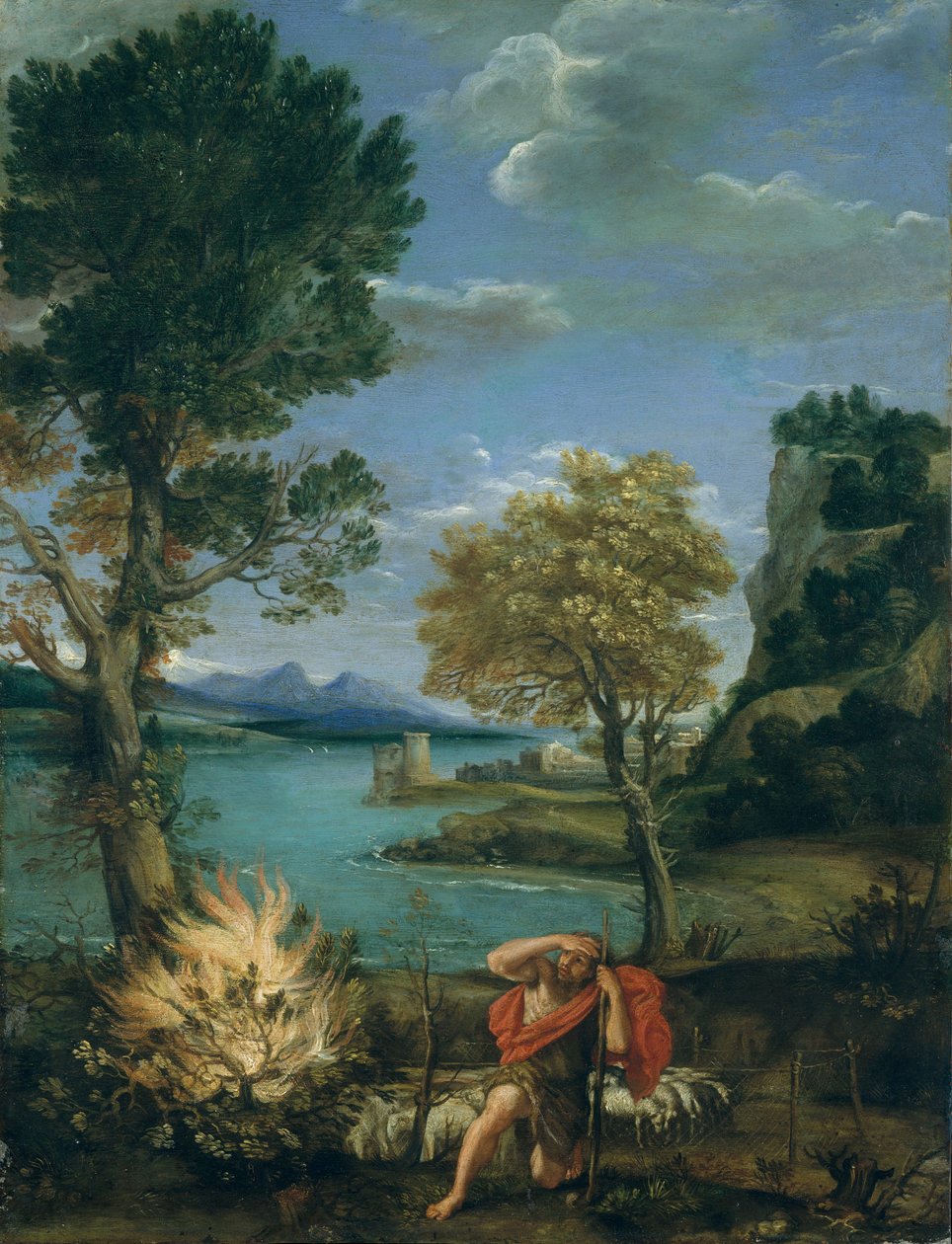 Musa ve Yanan Çalı ile Manzara by Domenichino
