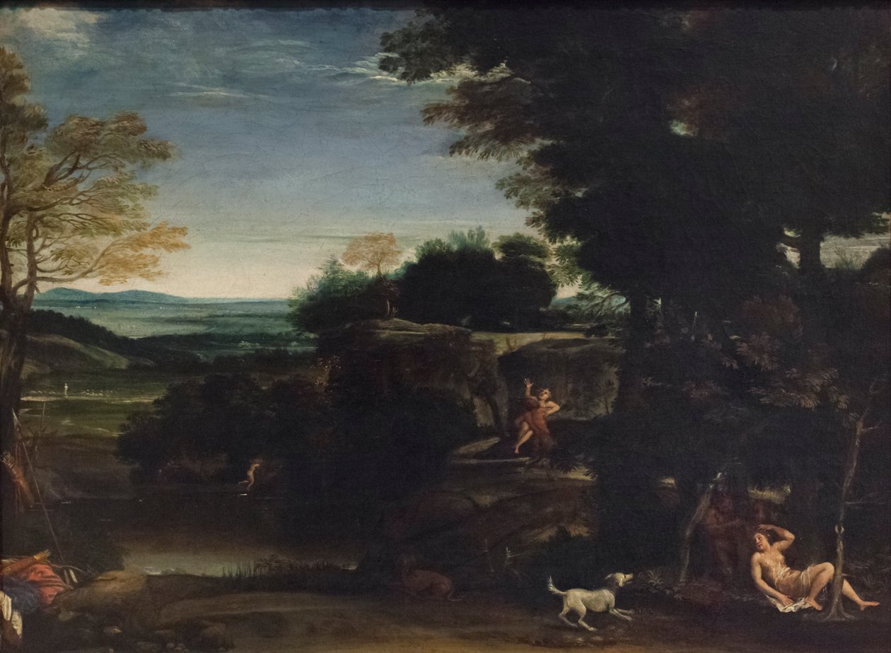 Sylvia ve bir satir ile Manzara by Domenichino (1581 1641)