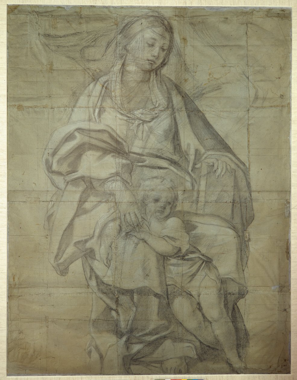 Madonna ve Çocuk (kağıt üzerine siyah tebeşir) by Domenichino