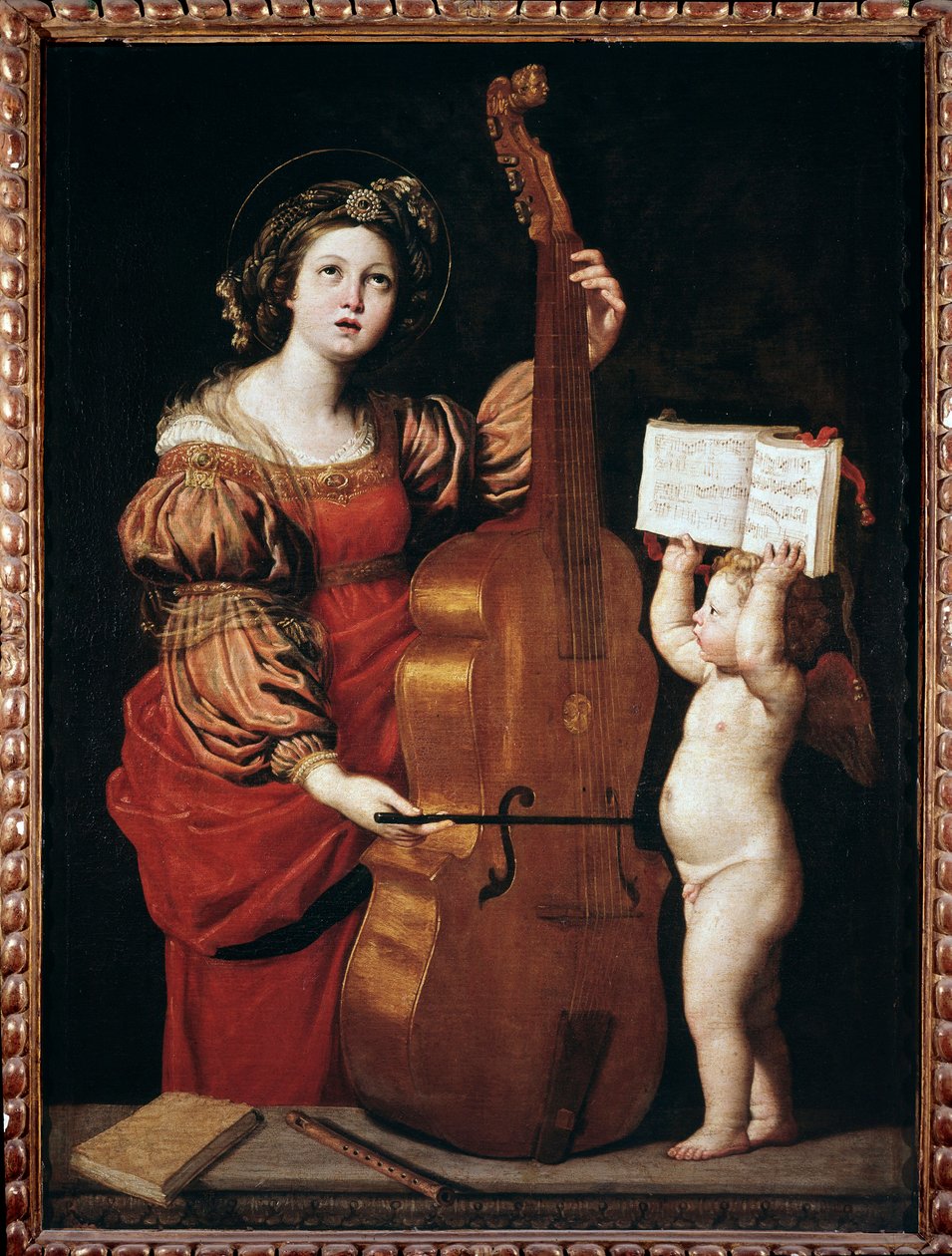 Bir puan tutan bir melek ile Aziz Cecilia (tuval üzerine yağlı boya by Domenichino