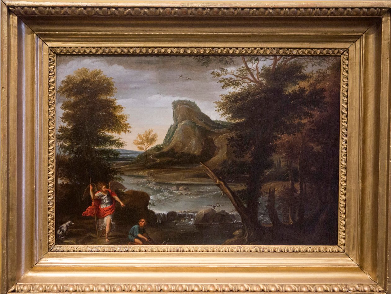 Tobiolo ve Melek, XVII yüzyıl (tuval üzerine yağlı boya) by Domenichino