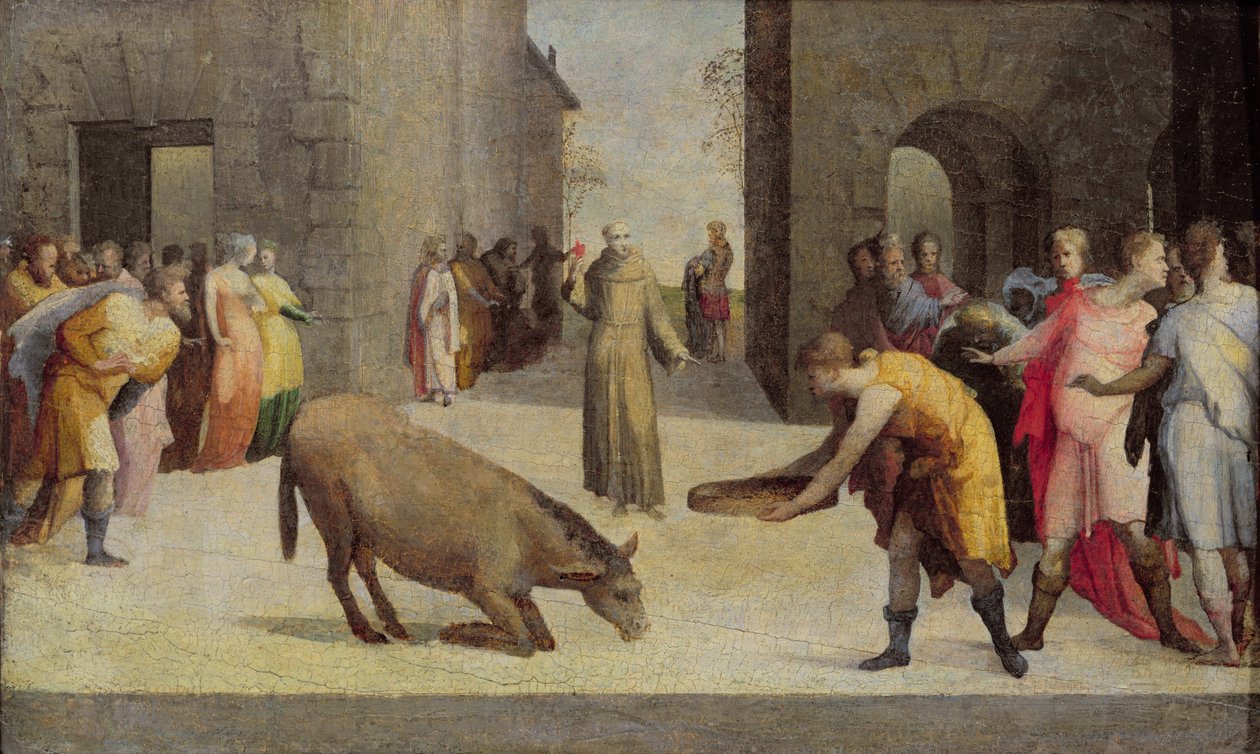 Padovalı Aziz Antuan ve Eşek Mucizesi, 1537 by Domenico di Pace Beccafumi  