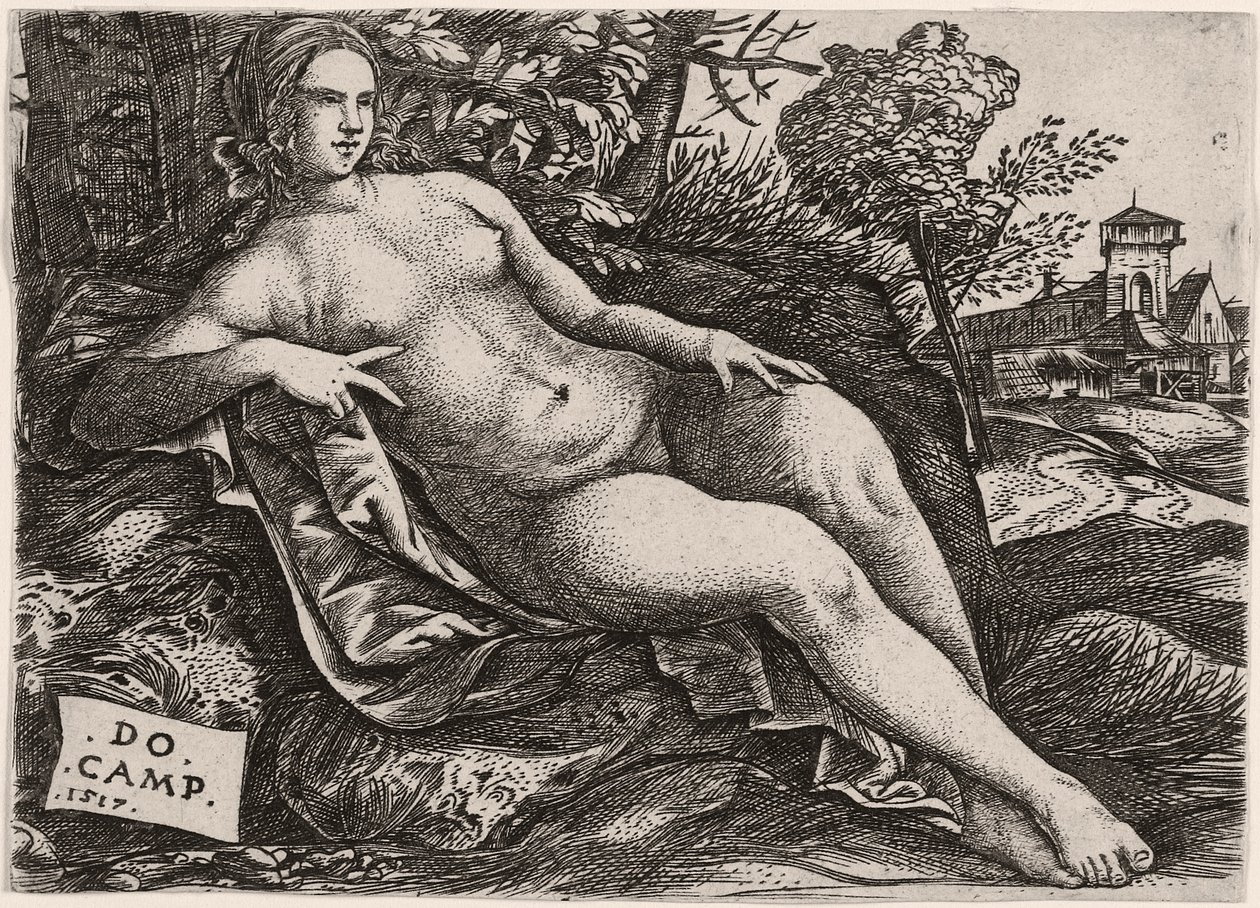 Manzarada Yatan Venüs, c. 1517 by Domenico Campagnola