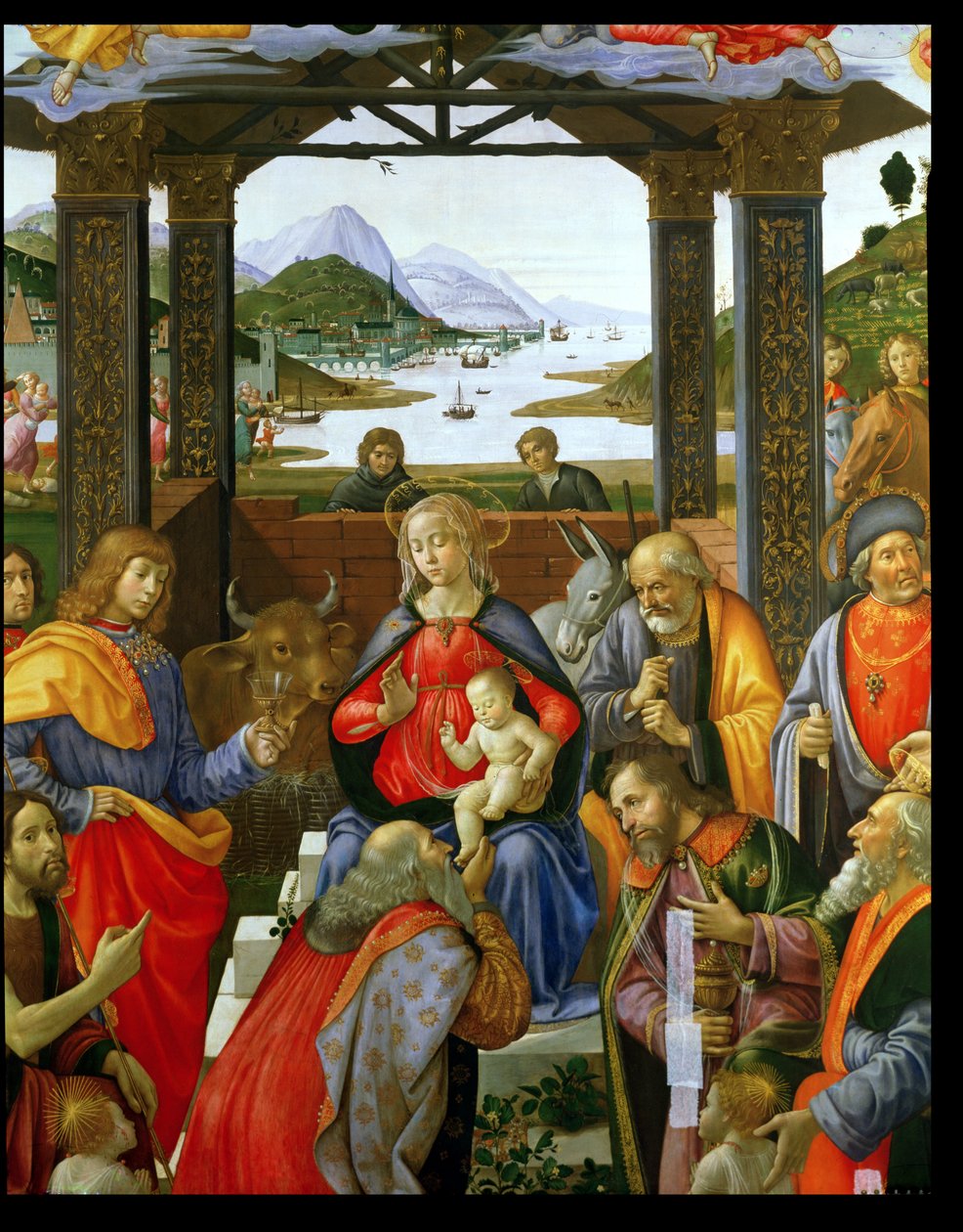 Adoration of the Magi, 1488 tempera on panel detail of 120249 by Domenico Ghirlandaio