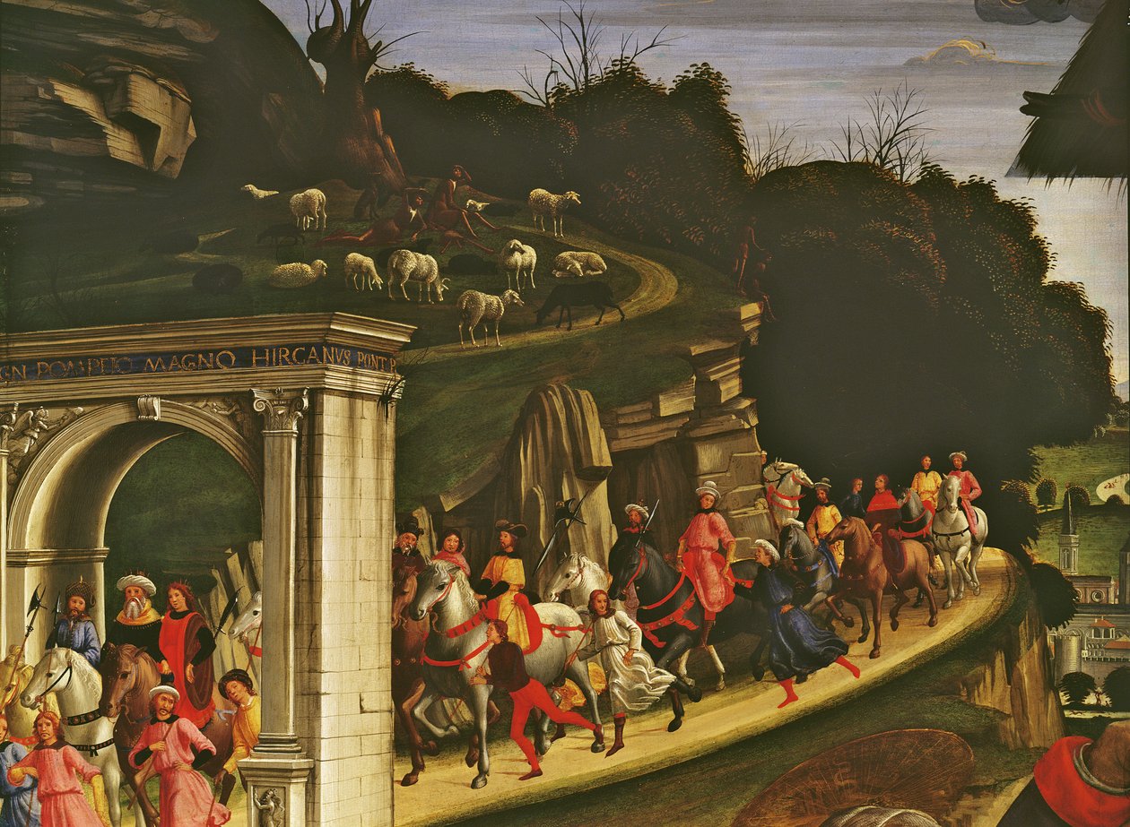 Çobanların Tapınması, Magi alayını gösteren detay, 1485 (85101 detayı) by Domenico Ghirlandaio