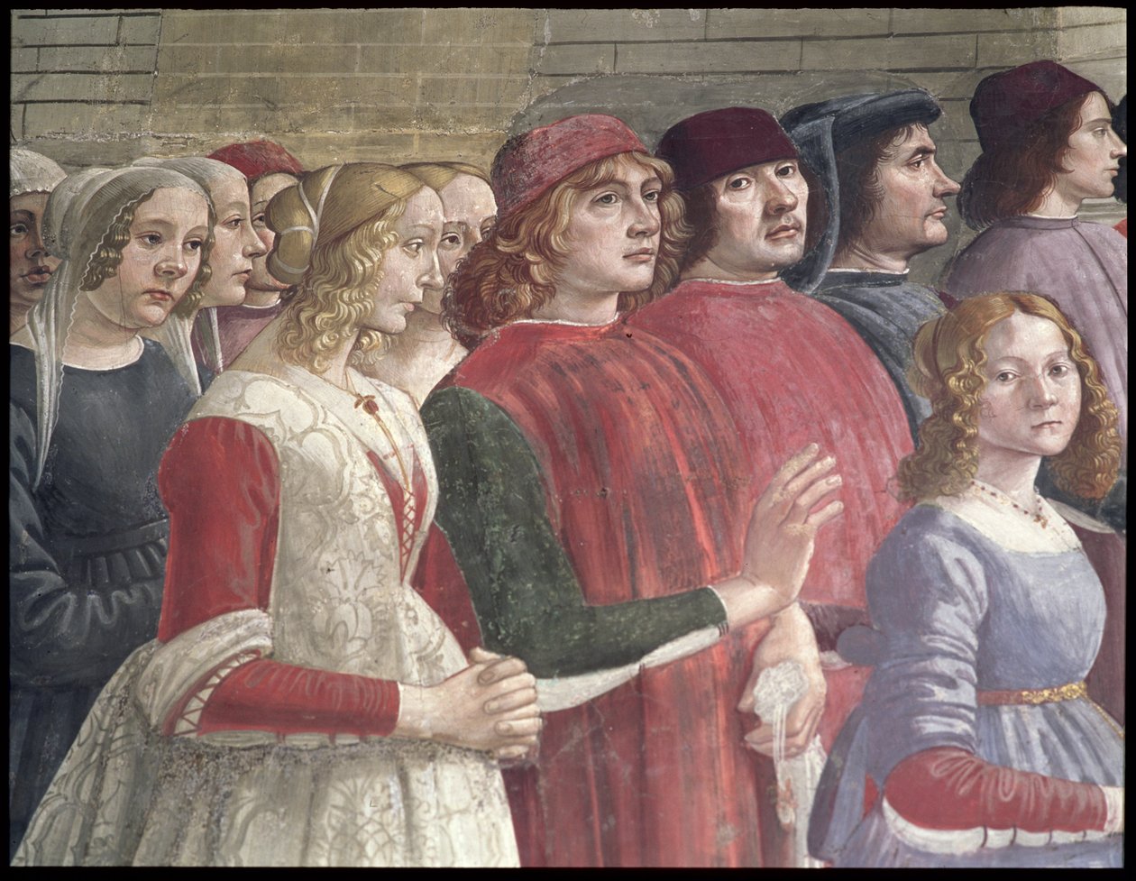 Florentine Onlookers, from the Cycle of St. Francis, Sassetti Şapeli, 1483 (detay) (ayrıca bkz. 60523) by Domenico Ghirlandaio