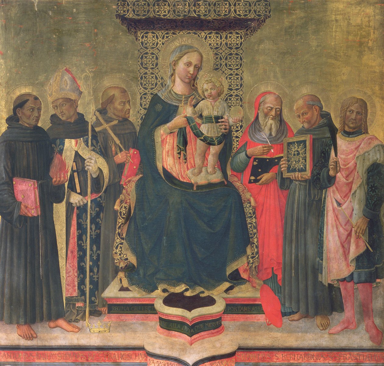 Azizler ile Madonna ve Çocuk (panelde öfke) by Domenico di Michelino