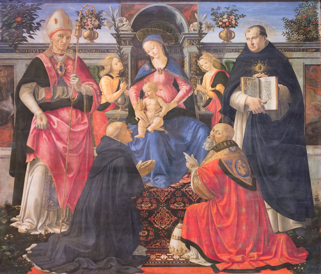 Madonna iki melek, aziz ve Papa Aziz Clement ile tahta çıktı by Domenico (1449 94) Ghirlandaio