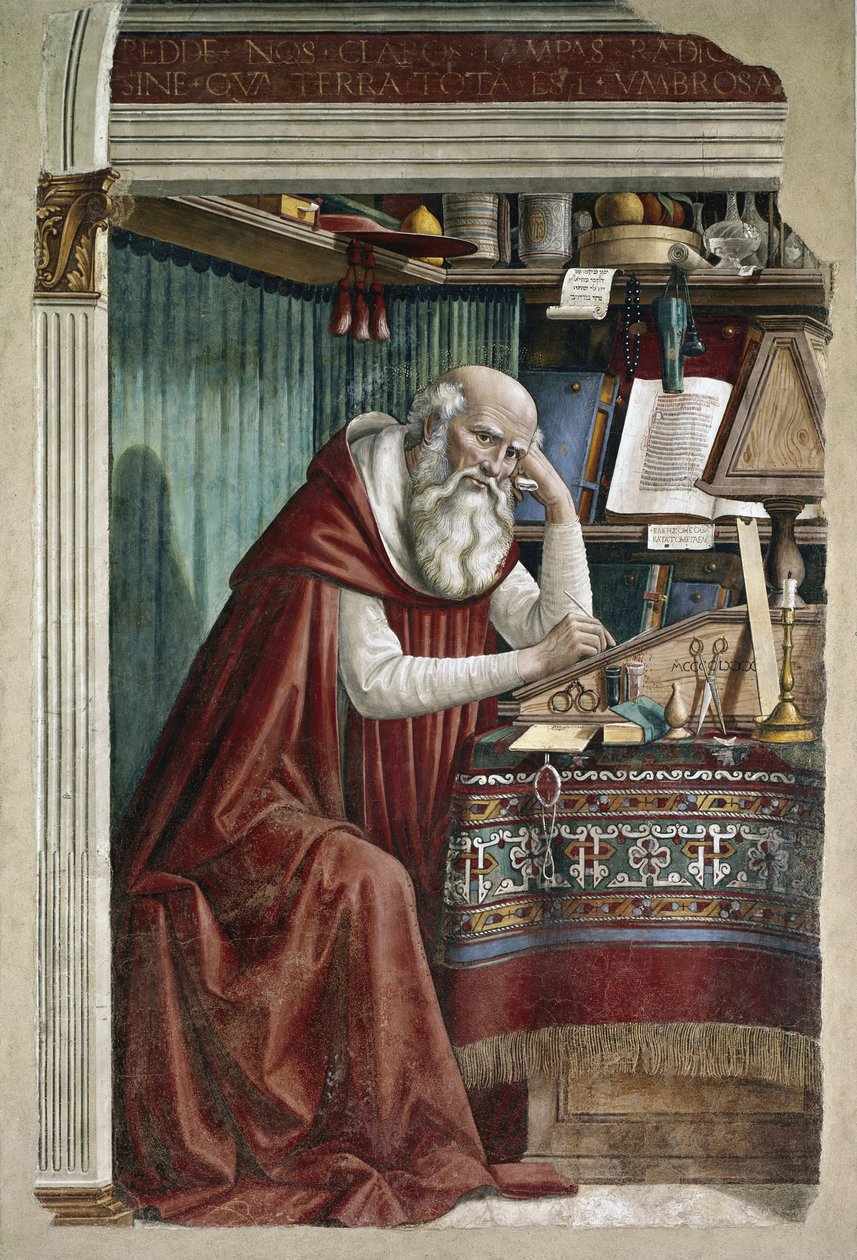 Aziz Jerome çalışma odasında - Fresk by Domenico Ghirlandaio