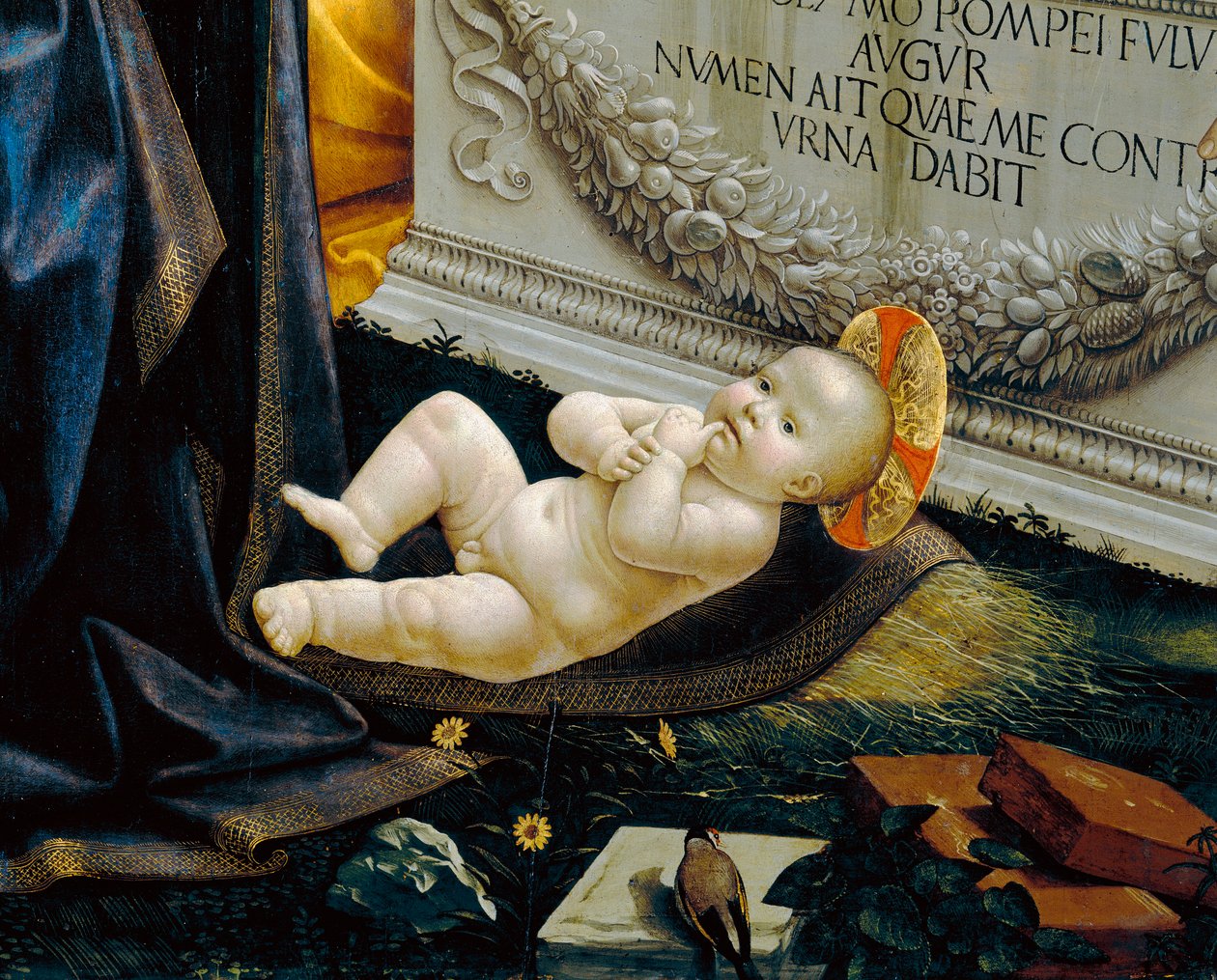 Çocuk İsa; Çobanların Tapınmasını tasvir eden resmin detayı by Domenico Ghirlandaio