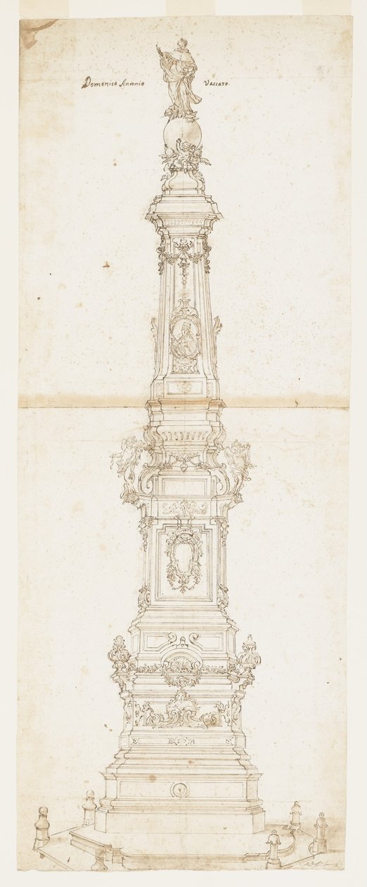Aziz Dominic Dikilitaşı için Tasarım, Piazza San Domenico Maggiore, Napoli by Domenico Antonio Vaccaro