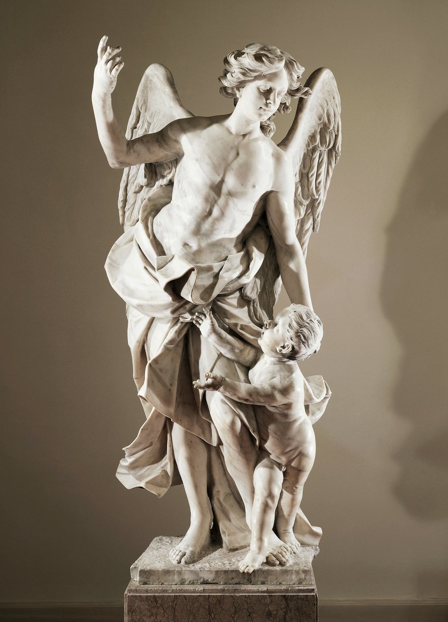 Koruyucu Melek, yaklaşık 1724, Domenico Antonio Vaccaro (1678-1745), mermer heykel, yükseklik 190 cm, San Paolo Maggiore Bazilikası
