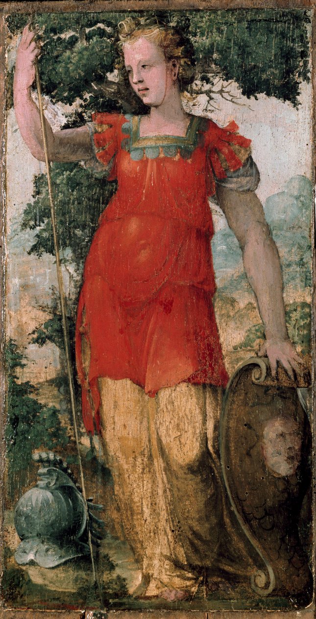 Kadın karakter, belki Minerva. Domenico Beccafumi