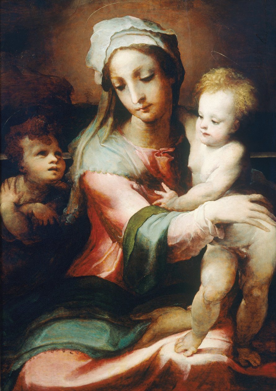 Madonna ve bebeği Vaftizci Yahya ile çocuk, 1542 by Domenico di Pace Beccafumi  