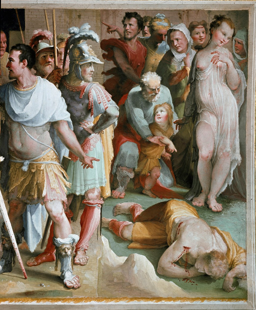 The assassination of the rich Roman Plebeian Spurius Maelius (5th century BC) Detail. Fresco by Domenico di Giacomo di Pace dit Beccafumi (1486-1551) 1529-1535 Siena, Palazzo Pubblico by Domenico Beccafumi