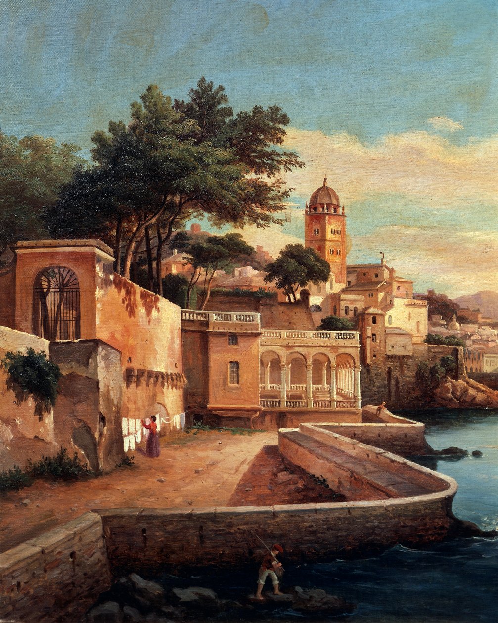Palazzo Doria Pamphilj'deki bahçelerden Cenova'nın görünümü, Pasquale Domenico Cambiaso (1811-1894), İtalya by Domenico Cambiaso