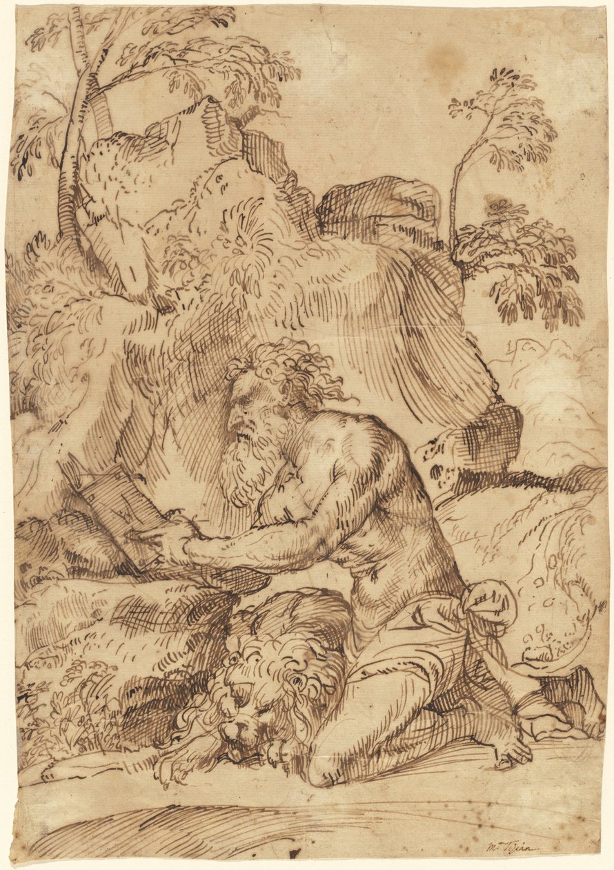 Vahşi Doğada Aziz Jerome Okuma by Domenico Campagnola