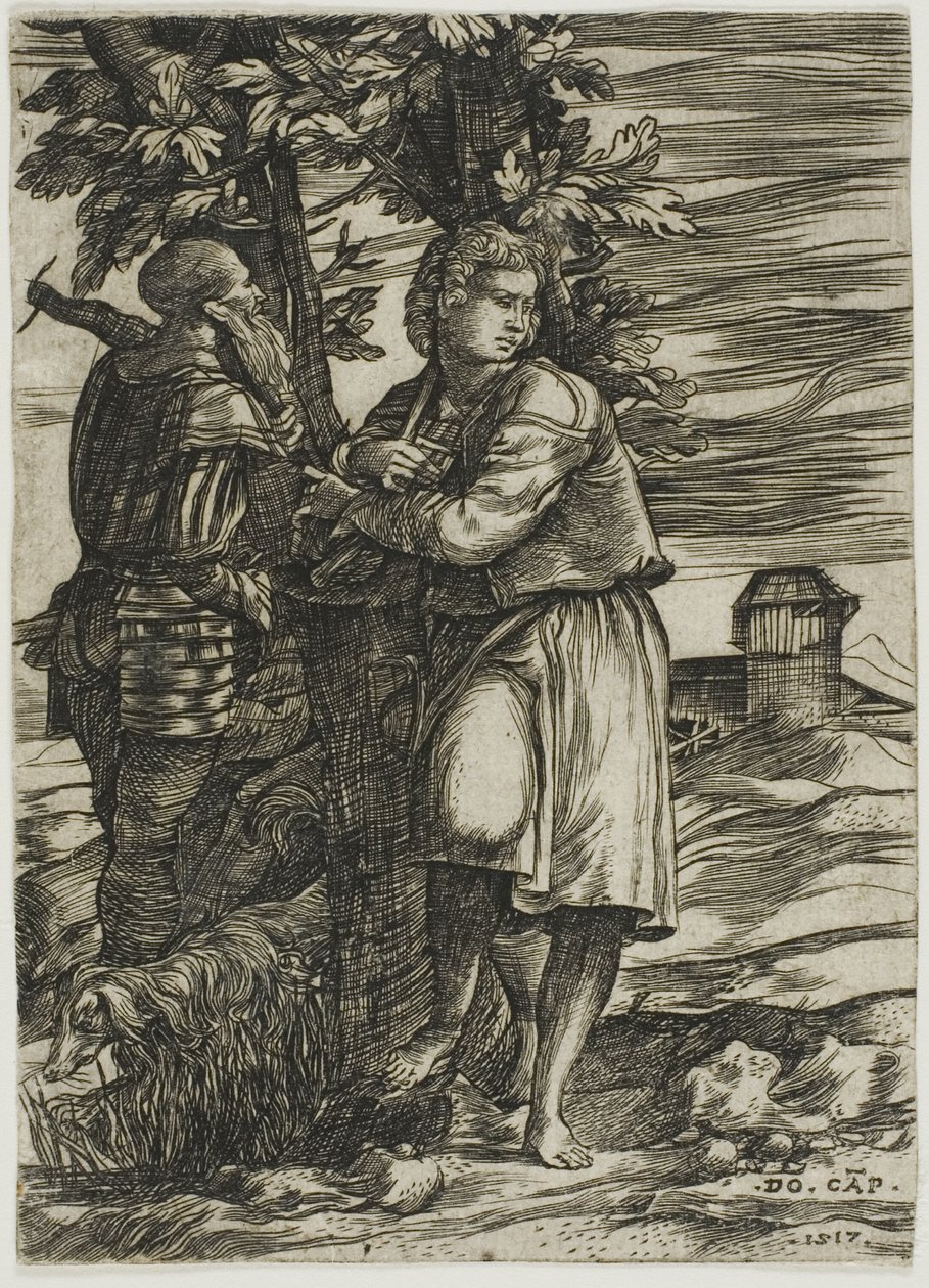 Çoban ve Eski Savaşçı by Domenico Campagnola