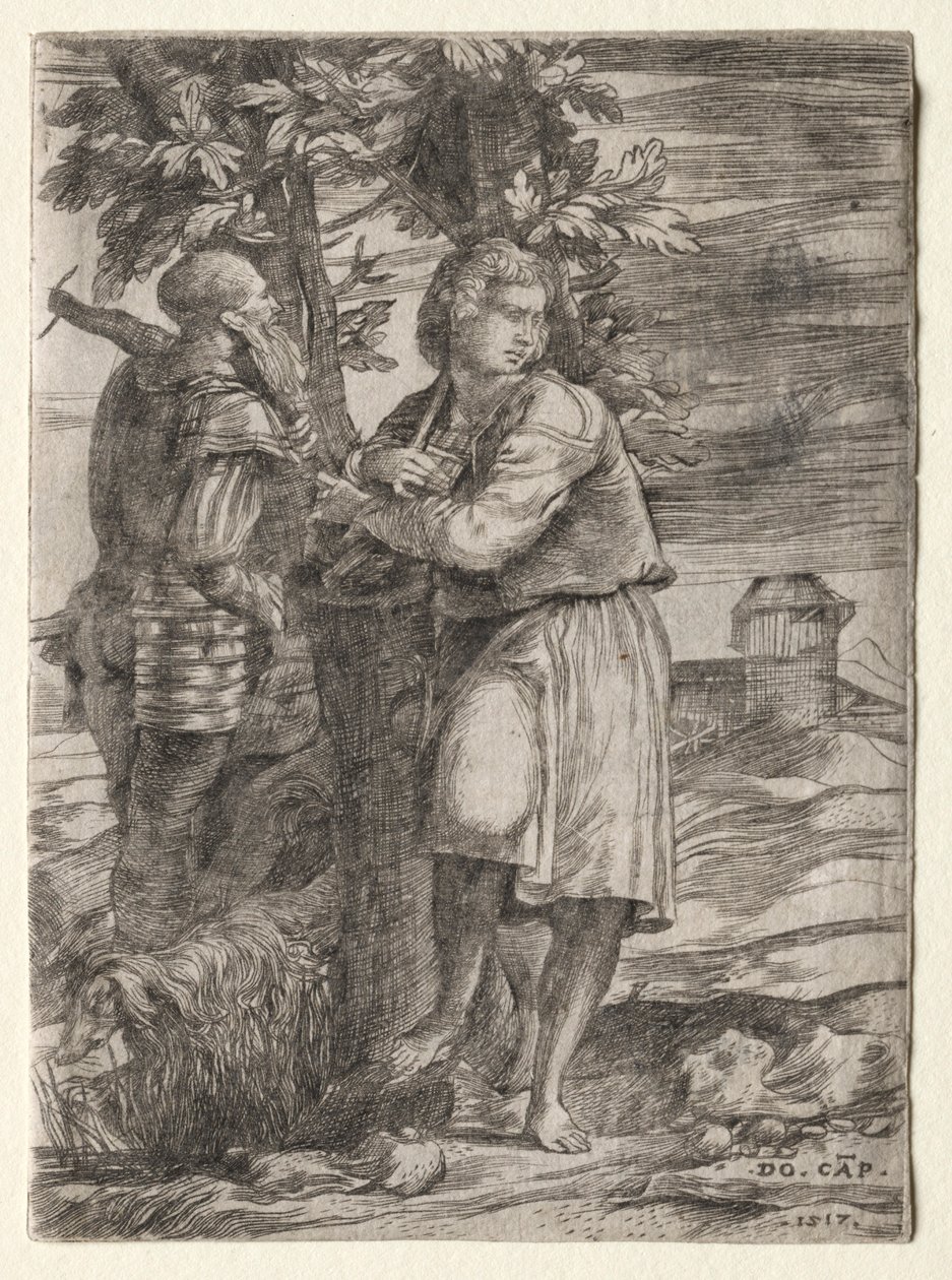 Çoban ve Eski Savaşçı, 1517. by Domenico Campagnola
