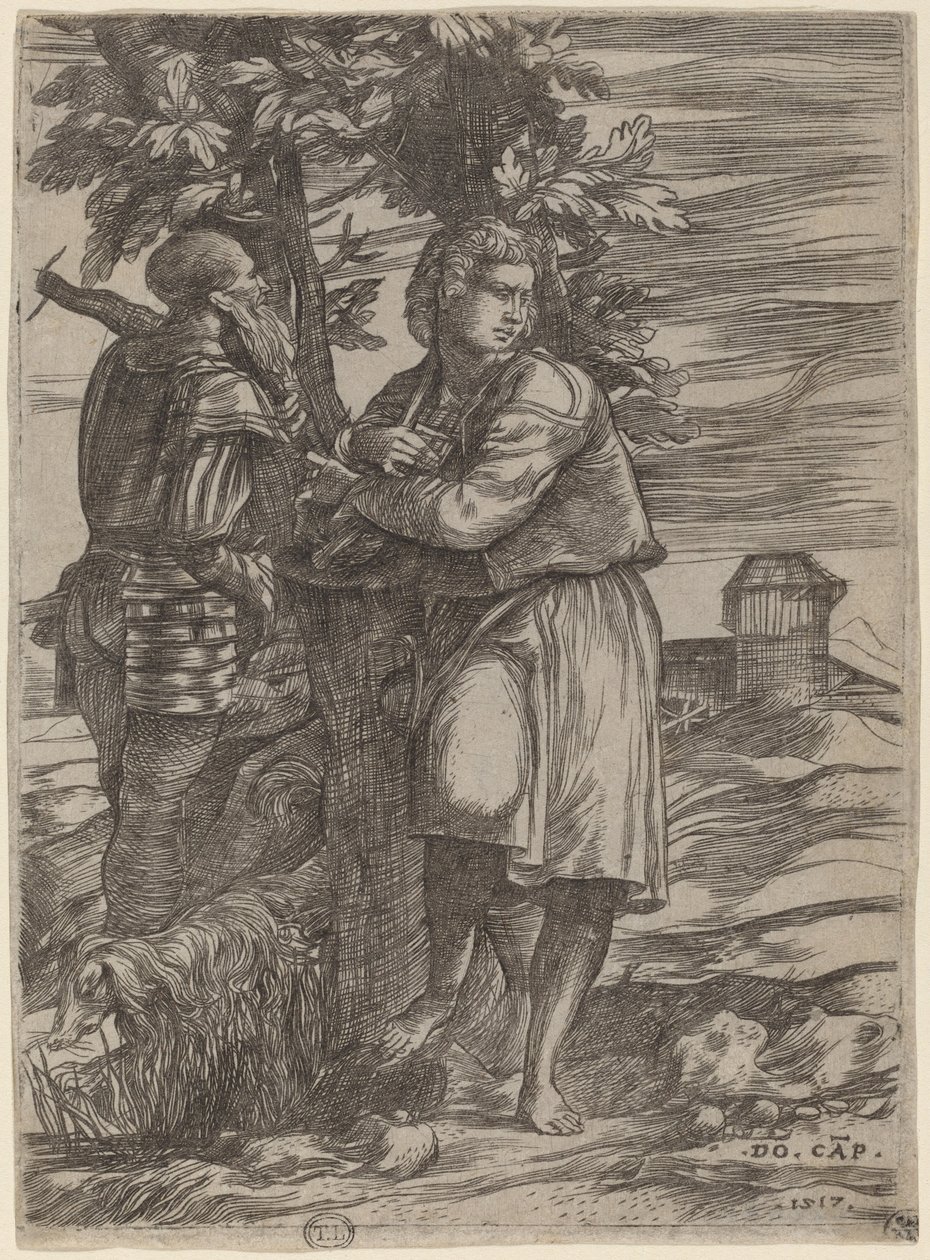 Çoban ve Eski Savaşçı by Domenico Campagnola