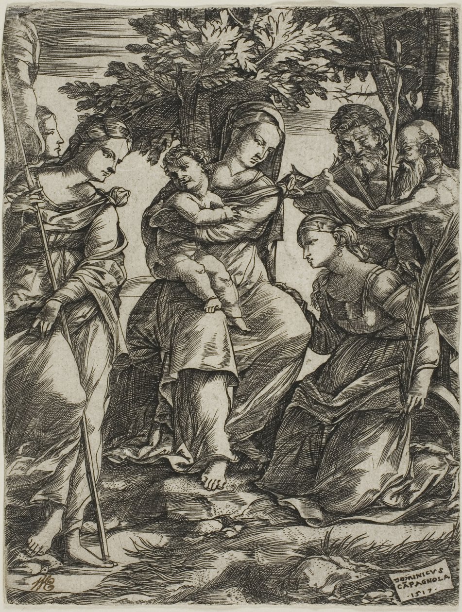 Azizler ile Bakire ve Çocuk by Domenico Campagnola