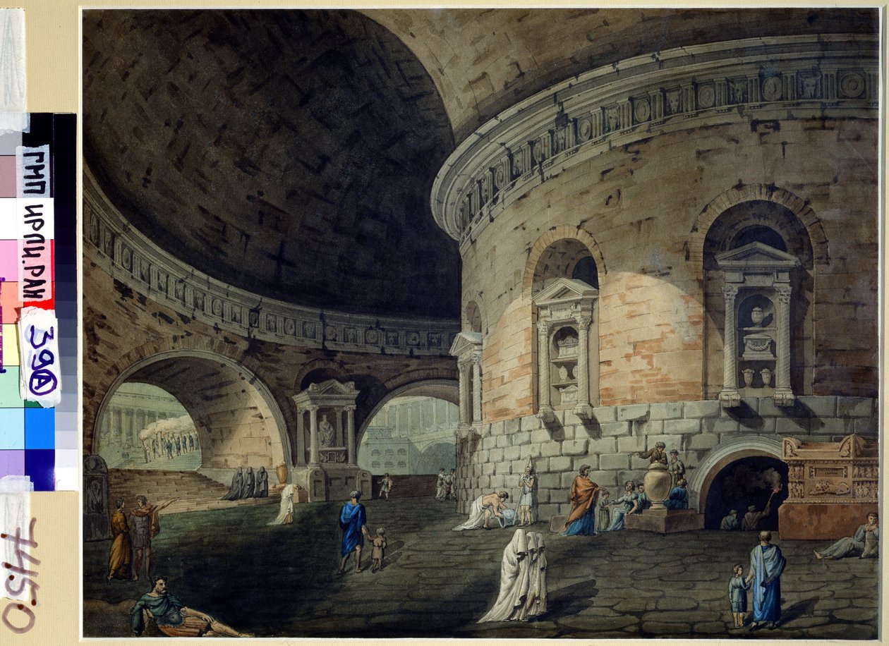 Bir oyun için senografi. Bir tiyatro oyunu için sahne tasarımı. Domenico Corsini (1812-1873), 19. yüzyılın başlarında tablo. İtalyan sanatı. Kağıt üzerine suluboya. Rusya Devlet Edebiyat ve Sanat Arşivi, Moskova by Domenico Corsini