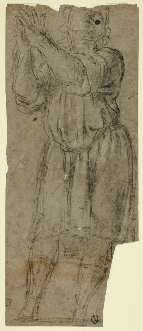 Namazda Duran Adam (rekto); Perdelik Çalışması (tersi) by Domenico Fiasella