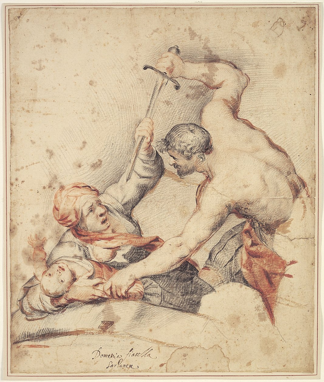 Bir anne ve çocuğa saldıran adam by Domenico Fiasella