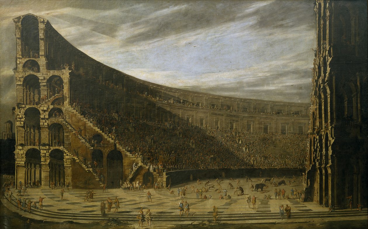 Bir Roma amfi tiyatrosunun perspektifi by Domenico Gargiulo