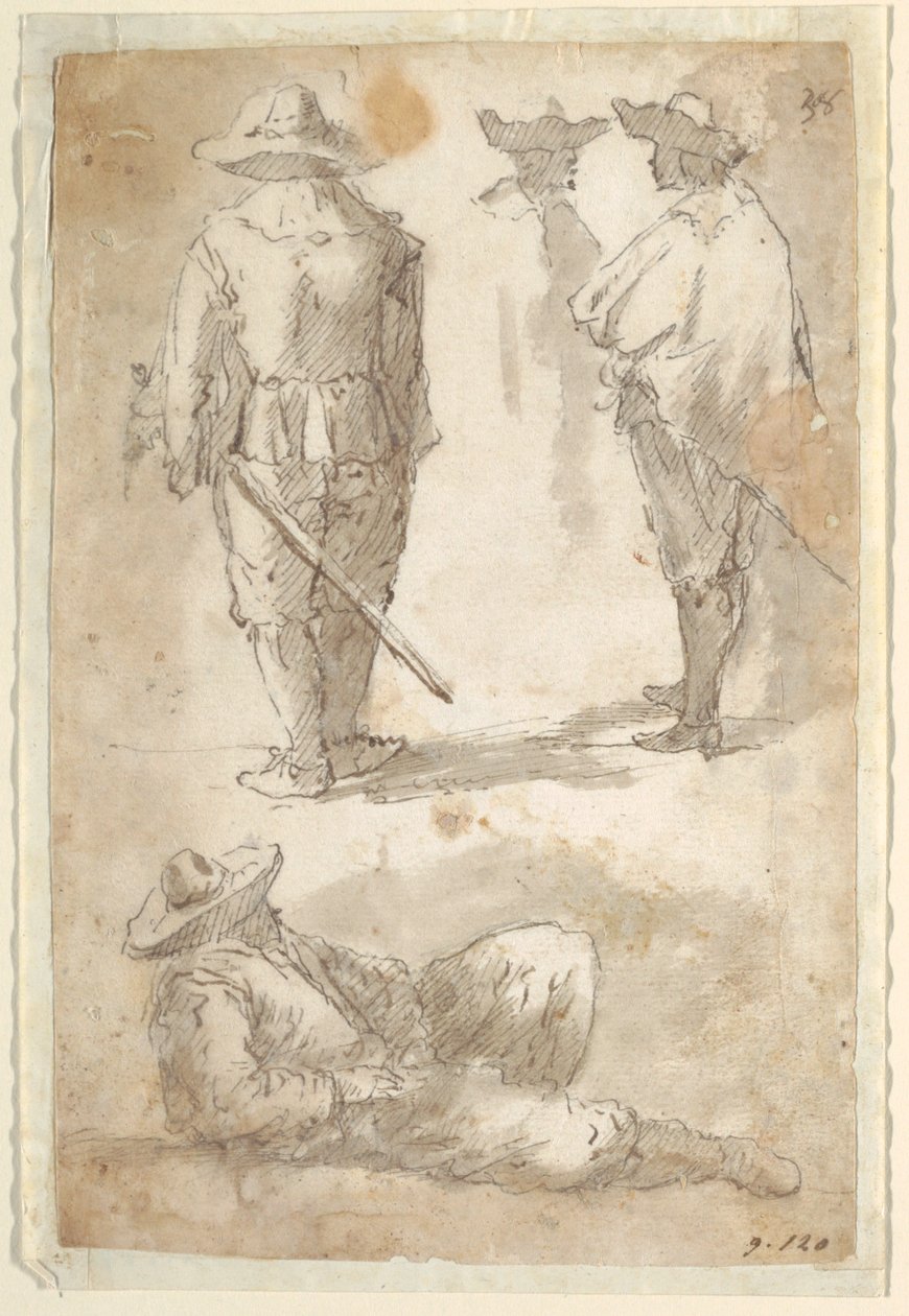 Askerlerin Figür Çalışmaları by Domenico Gargiulo, called Micco Spadaro