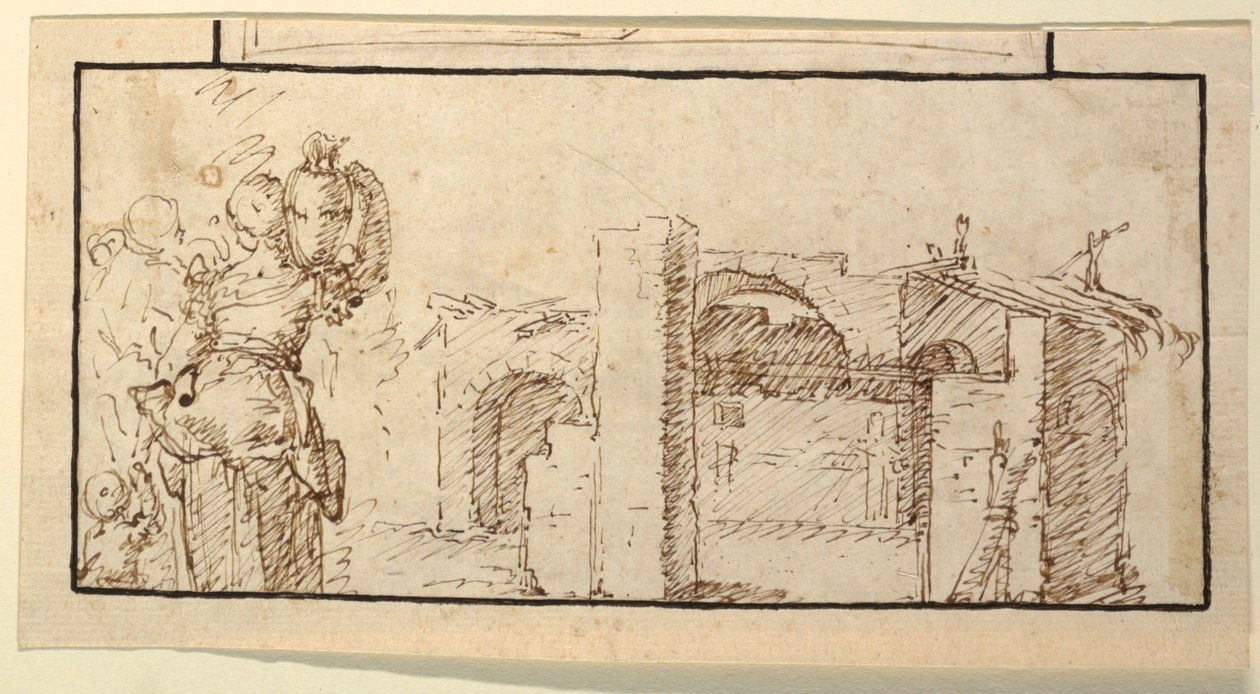 bir su olan kadın by Domenico Gargiulo, called Micco Spadaro