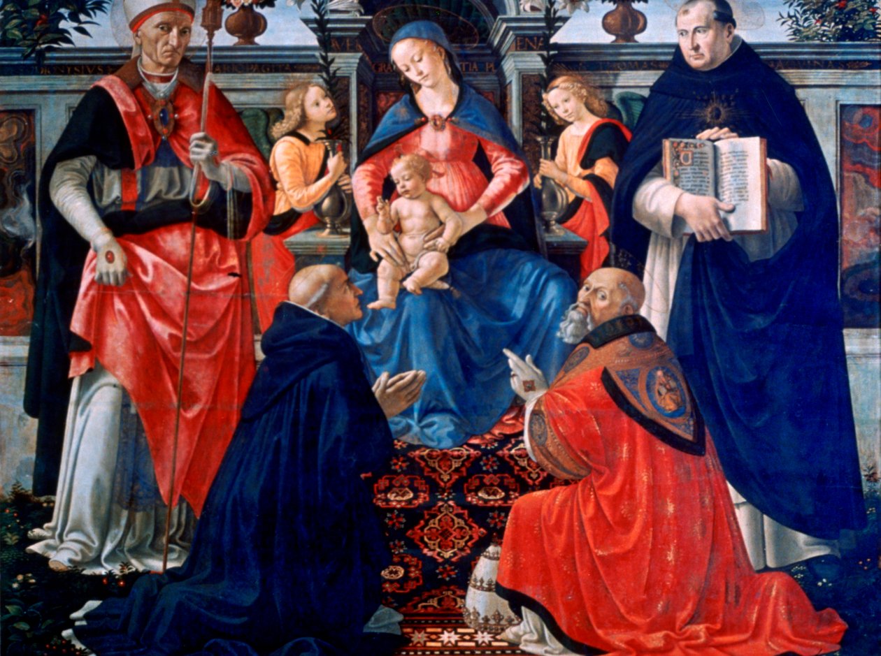 Madonna ve Çocuk, Azizlerle tahta çıktı, 1483 by Domenico Ghirlandaio