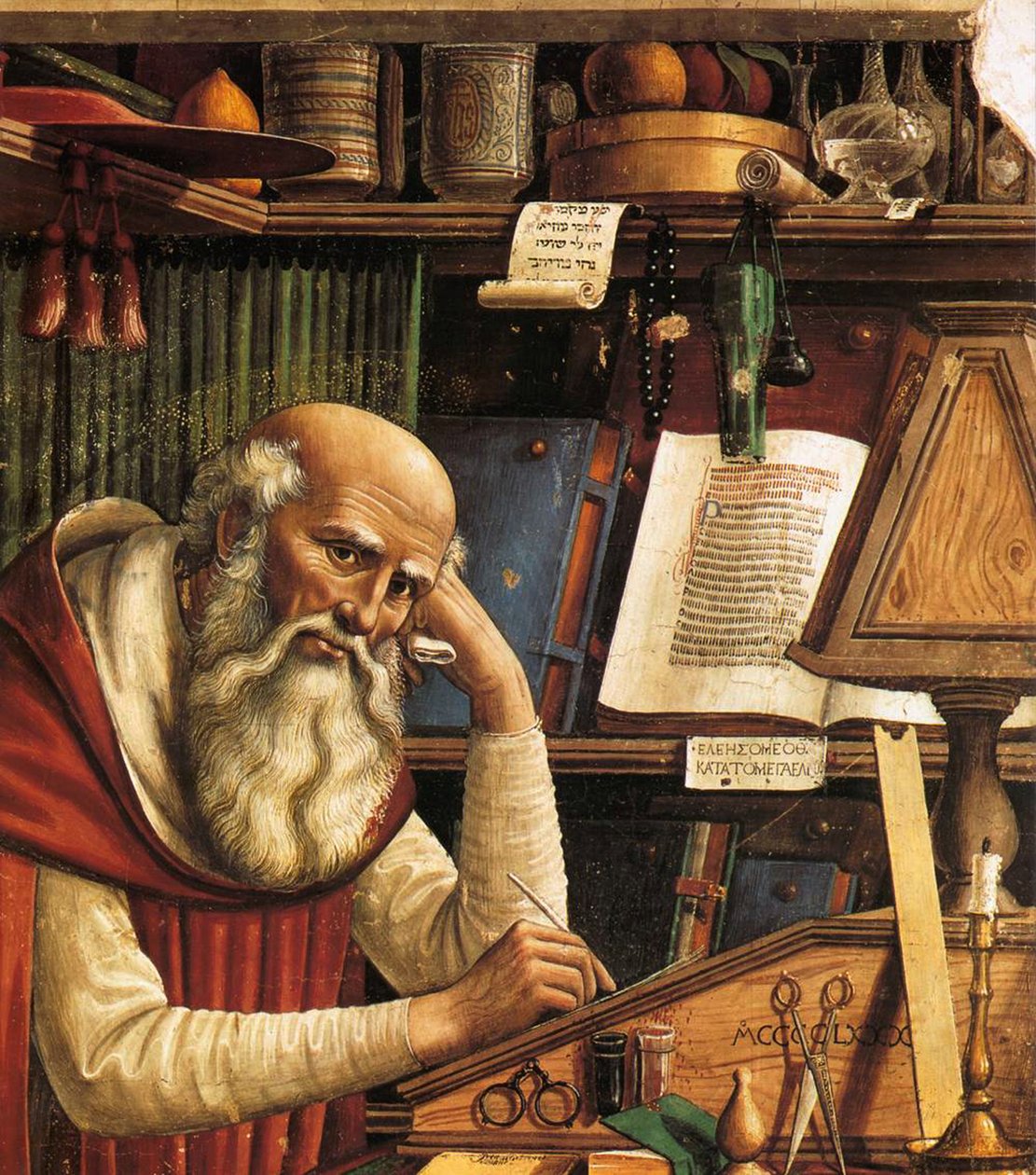 Aziz Jerome Çalışma Detayında, 1480 by Domenico Ghirlandaio