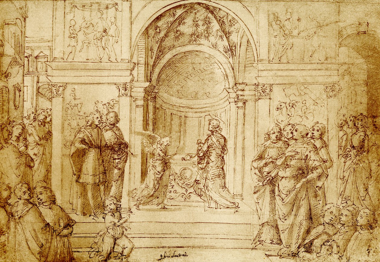 Melek tapınakta Zacharias görünür by Domenico Ghirlandaio